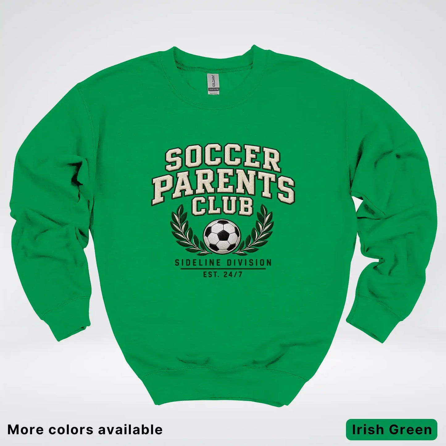 Soccer Parents Club Faux Embroidery Sideline Crewneck Sweatshirt