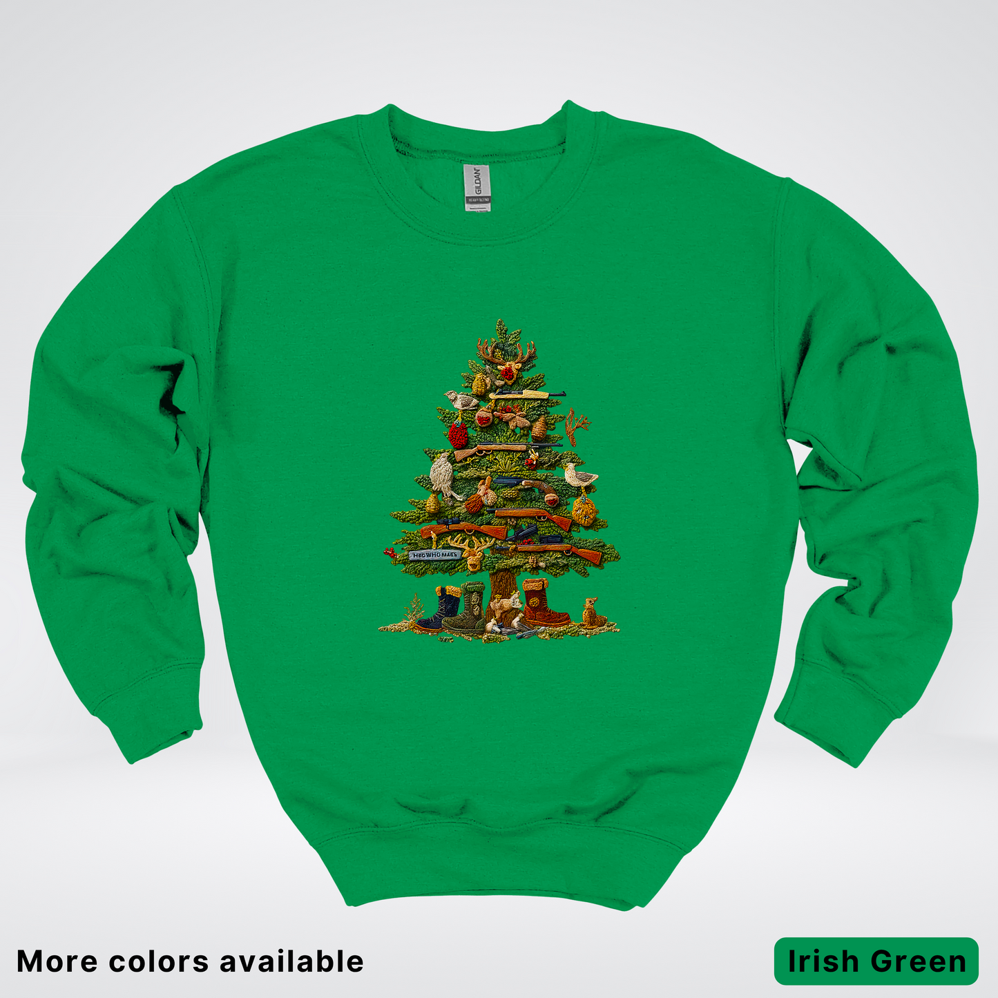 Woodland Critters Christmas Tree Hook Yard Faux - Crewneck Sweatshirt