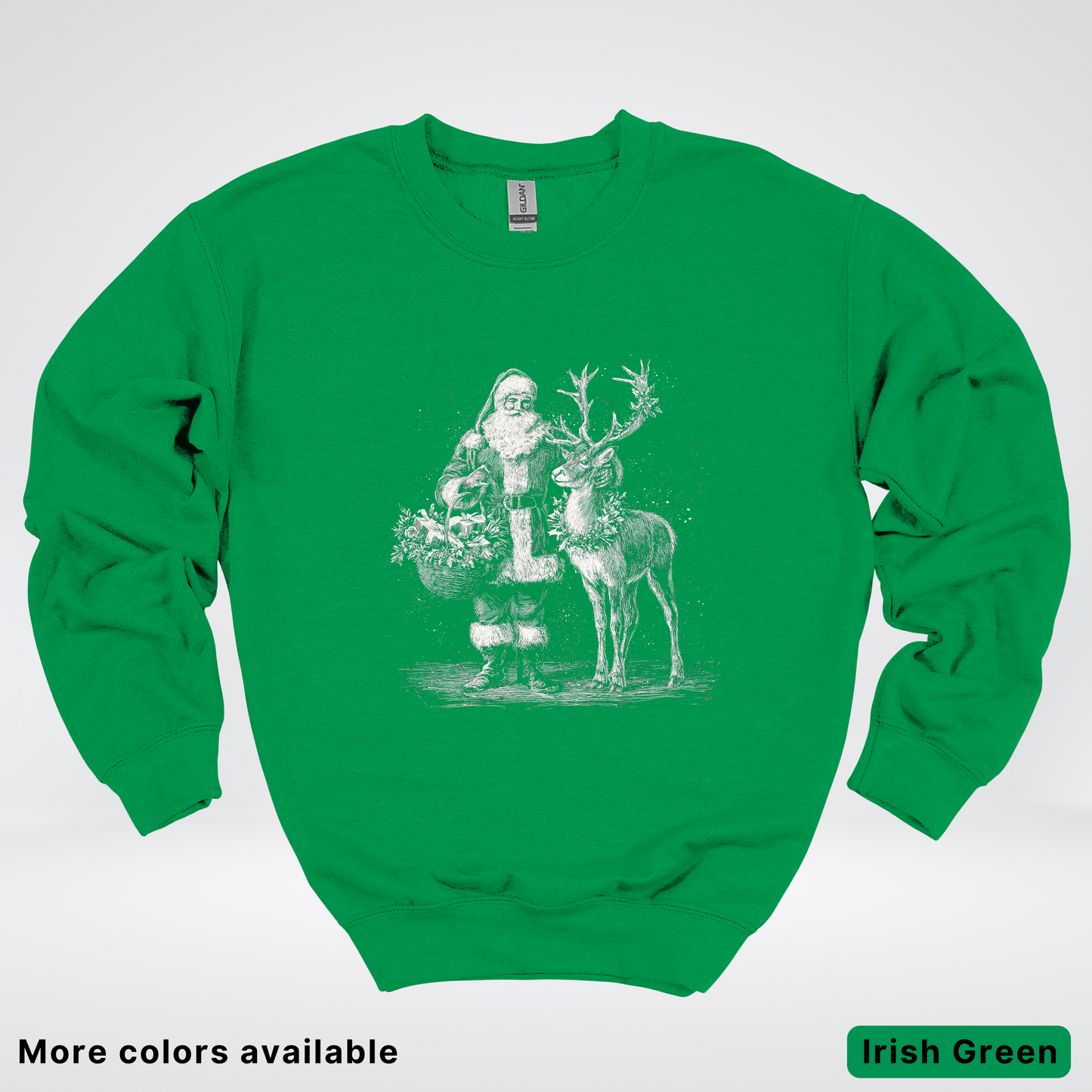 Vintage Santa and Reindeer - Crewneck Sweatshirt
