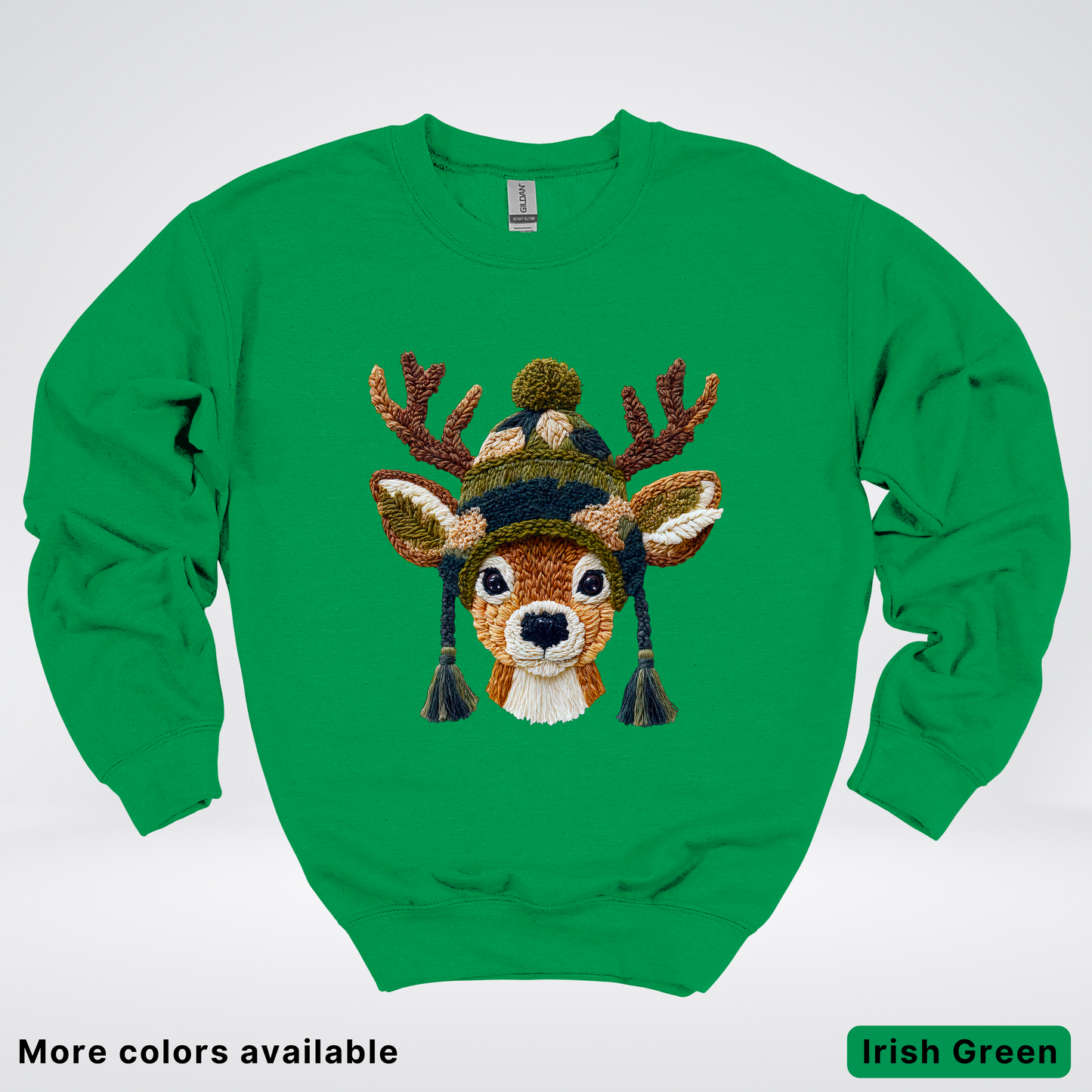 Cozy Winter Reindeer Hook Yard Faux Texture - Crewneck Sweatshirt