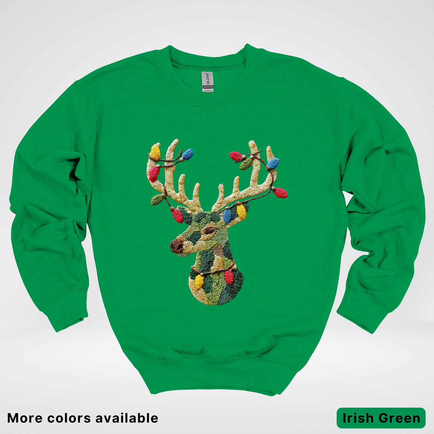 Festive Light-Up Reindeer Hook Yard Faux - Crewneck Sweatshirt
