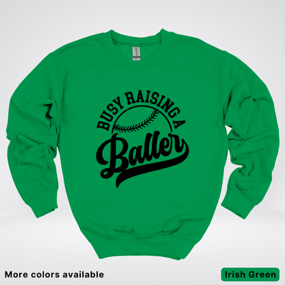 Busy Raising A Baller - Black Design - Crewneck Sweatshirt
