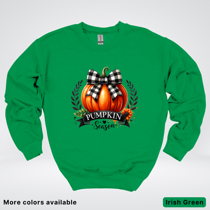Pumpkin Season Black Plaid Bow - Sweatshirt