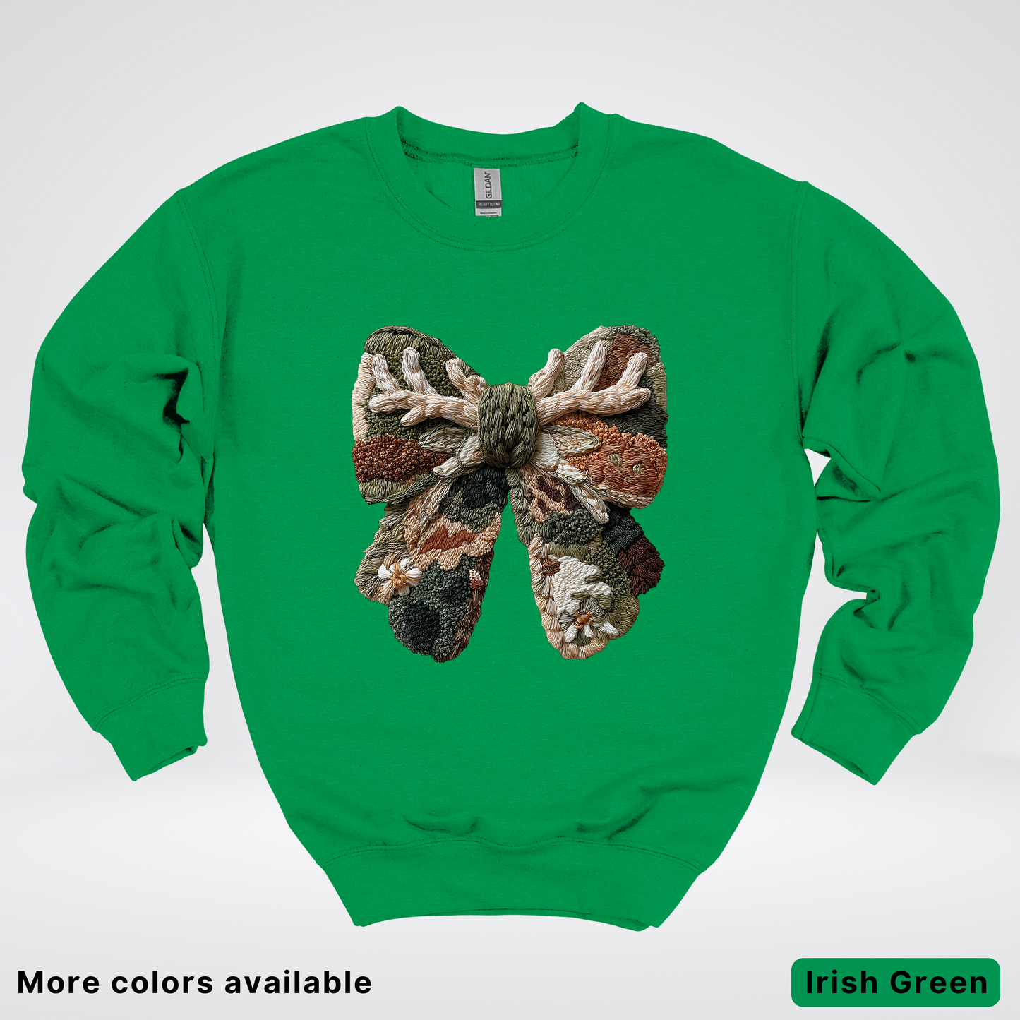 Woodland Winter Bow Hook Yard Faux - Crewneck Sweatshirt