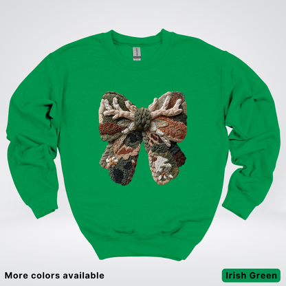 Woodland Winter Bow Hook Yard Faux - Crewneck Sweatshirt