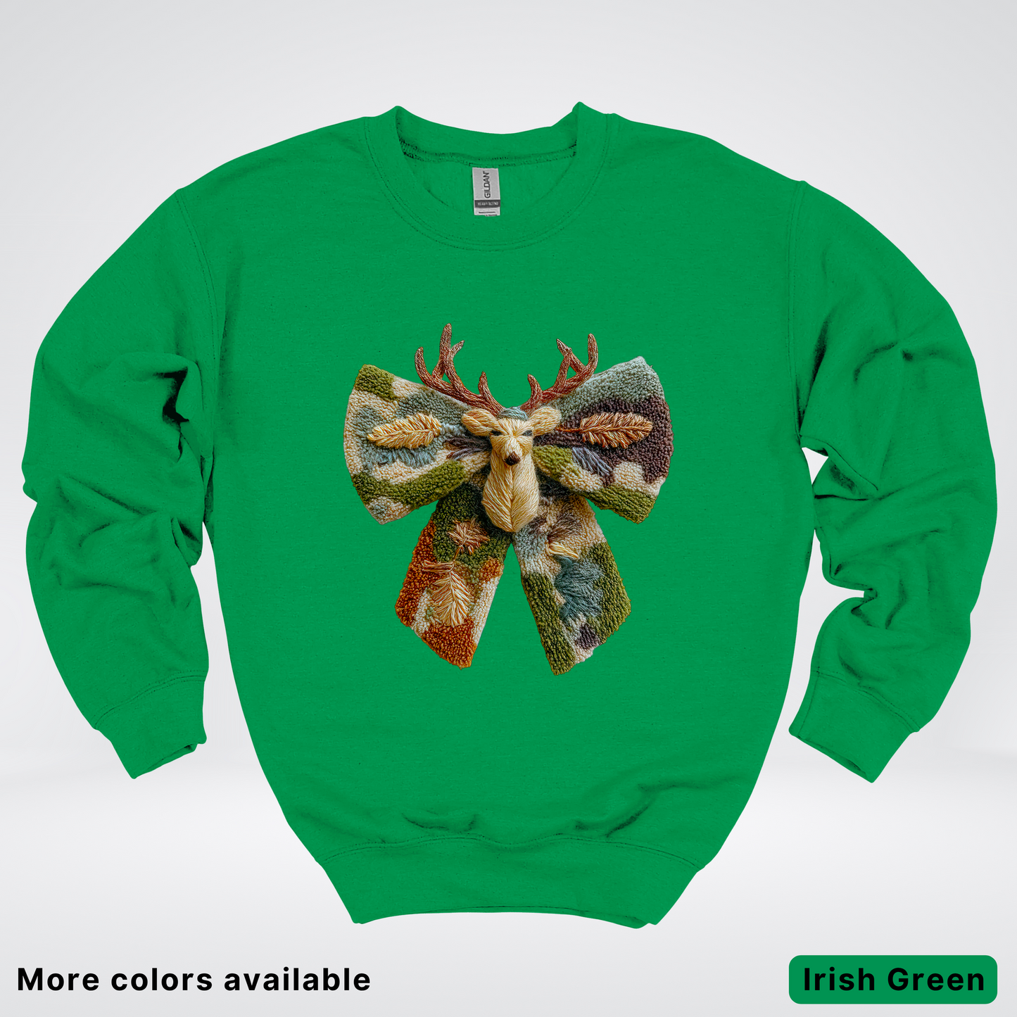 Neutral Woodland Bow Hook Yard Faux - Crewneck Sweatshirt