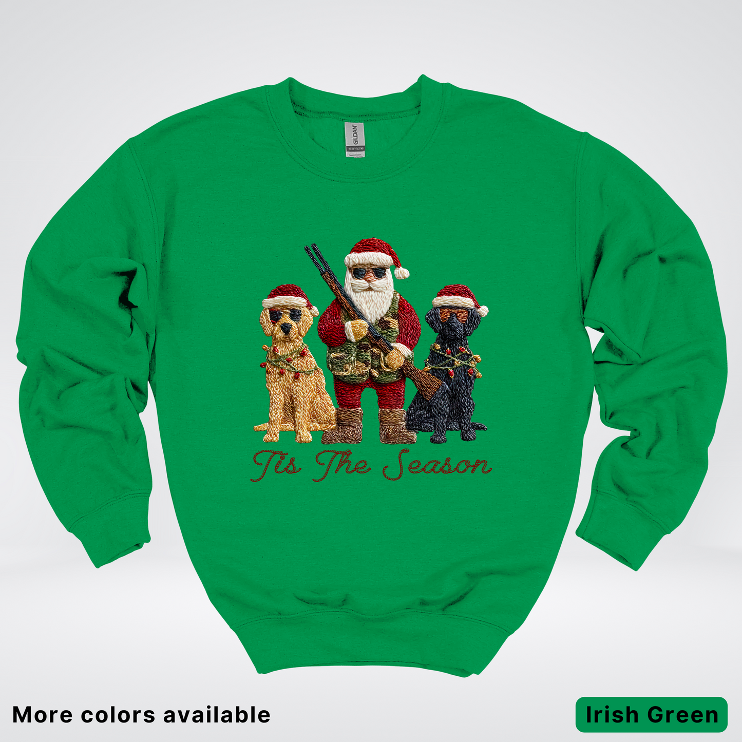 Tis The Season Hunting Santa Hook Yard Faux - Crewneck Sweatshirt