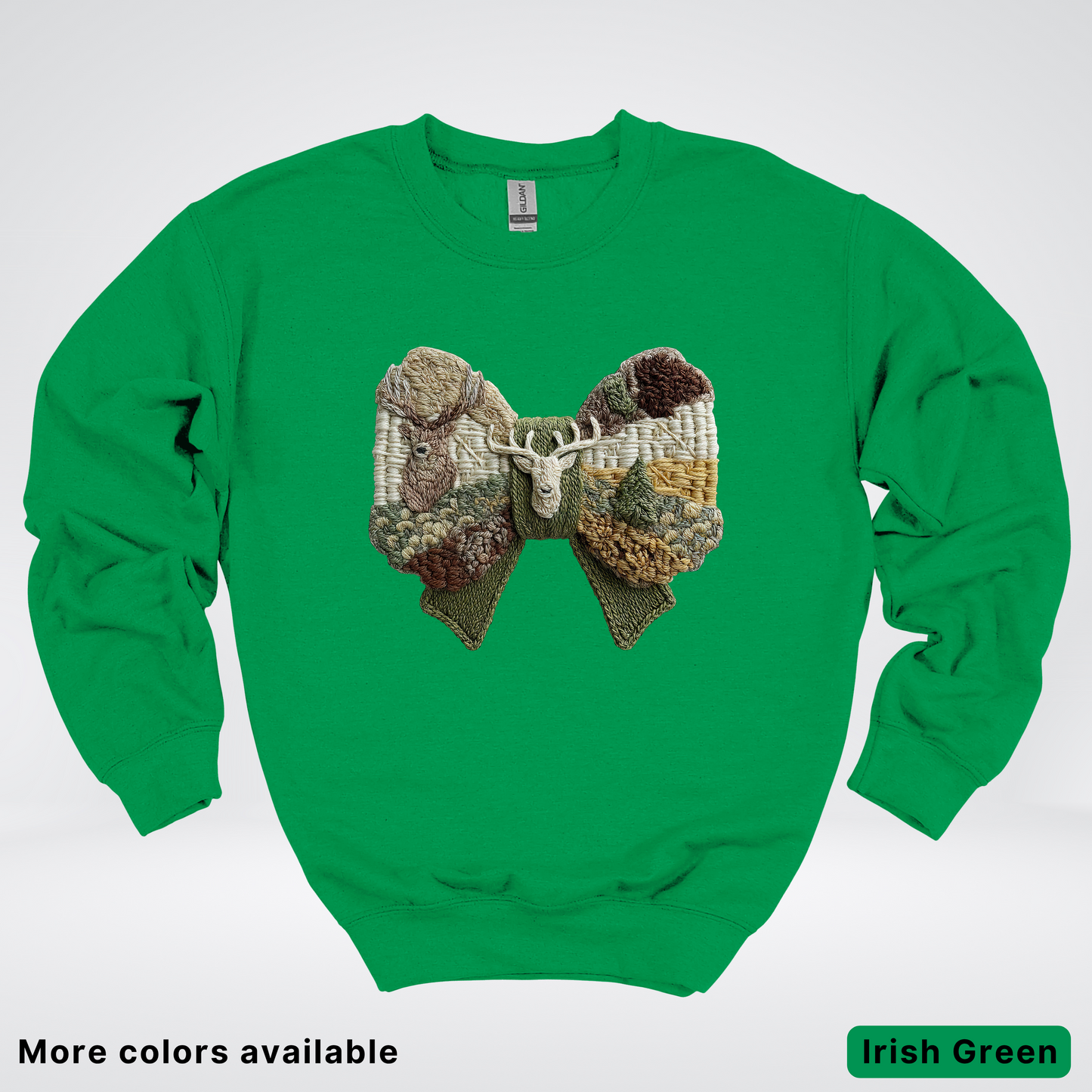 Rocking Horse Holiday Bow – Hook Yard Faux Look - Crewneck Sweatshirt