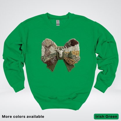 Rocking Horse Holiday Bow – Hook Yard Faux Look - Crewneck Sweatshirt