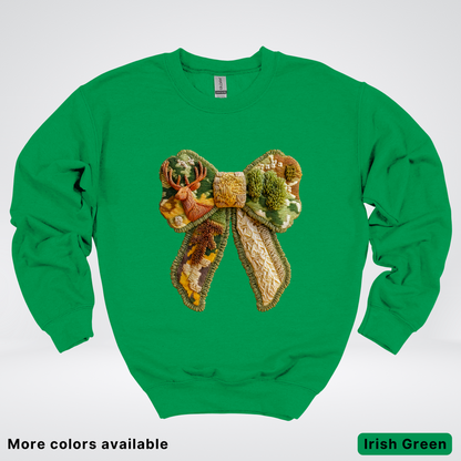 Forest Berry Bow Hook Yard Faux Look - Crewneck Sweatshirt