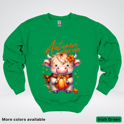 Autumn Fall Vibes Only Small Cow Calf Pumpkin - Crewneck Sweatshirt
