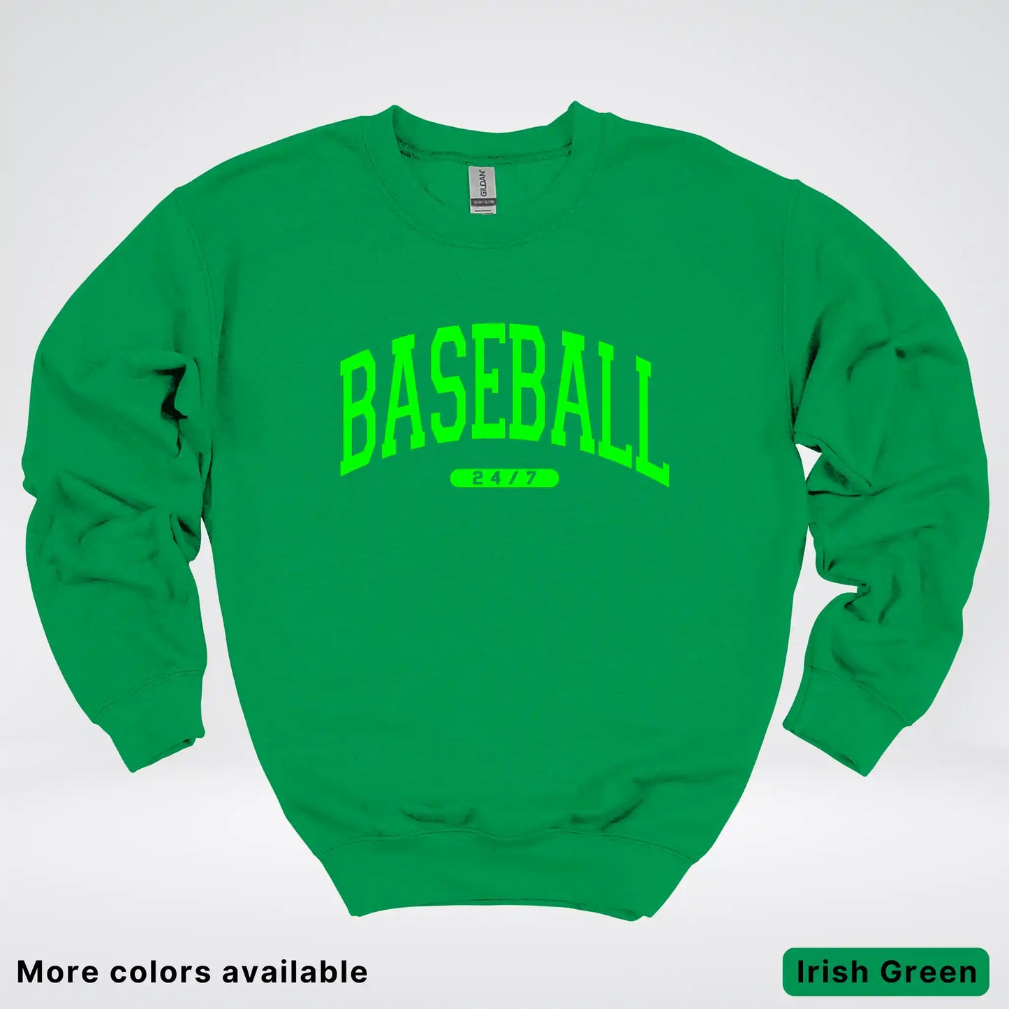 Baseball 24/7 – Green Design - Crewneck Sweatshirt