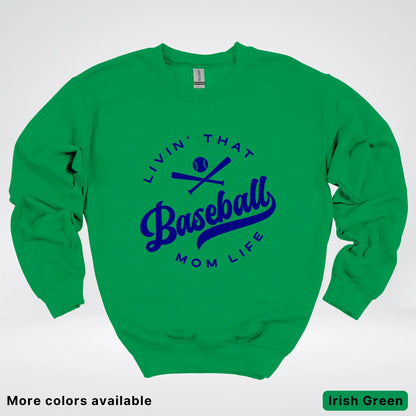 Livin' That Baseball Mom Life - Navy Design - Crewneck Sweatshirt
