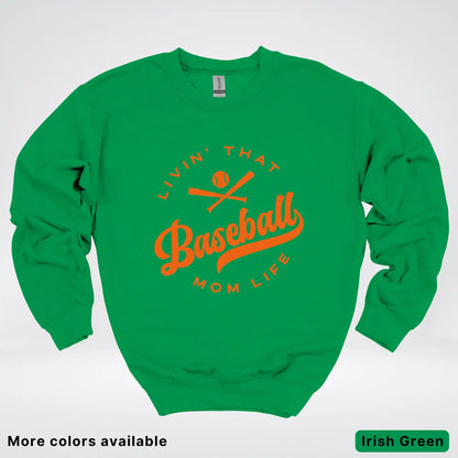 Livin' That Baseball Mom Life – Orange Design - Crewneck Sweatshirt