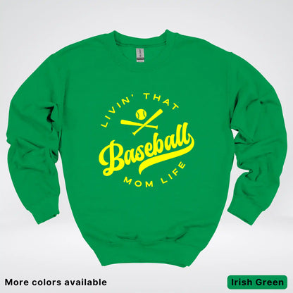 Livin' That Baseball Mom Life - Yellow Design - Crewneck Sweatshirt
