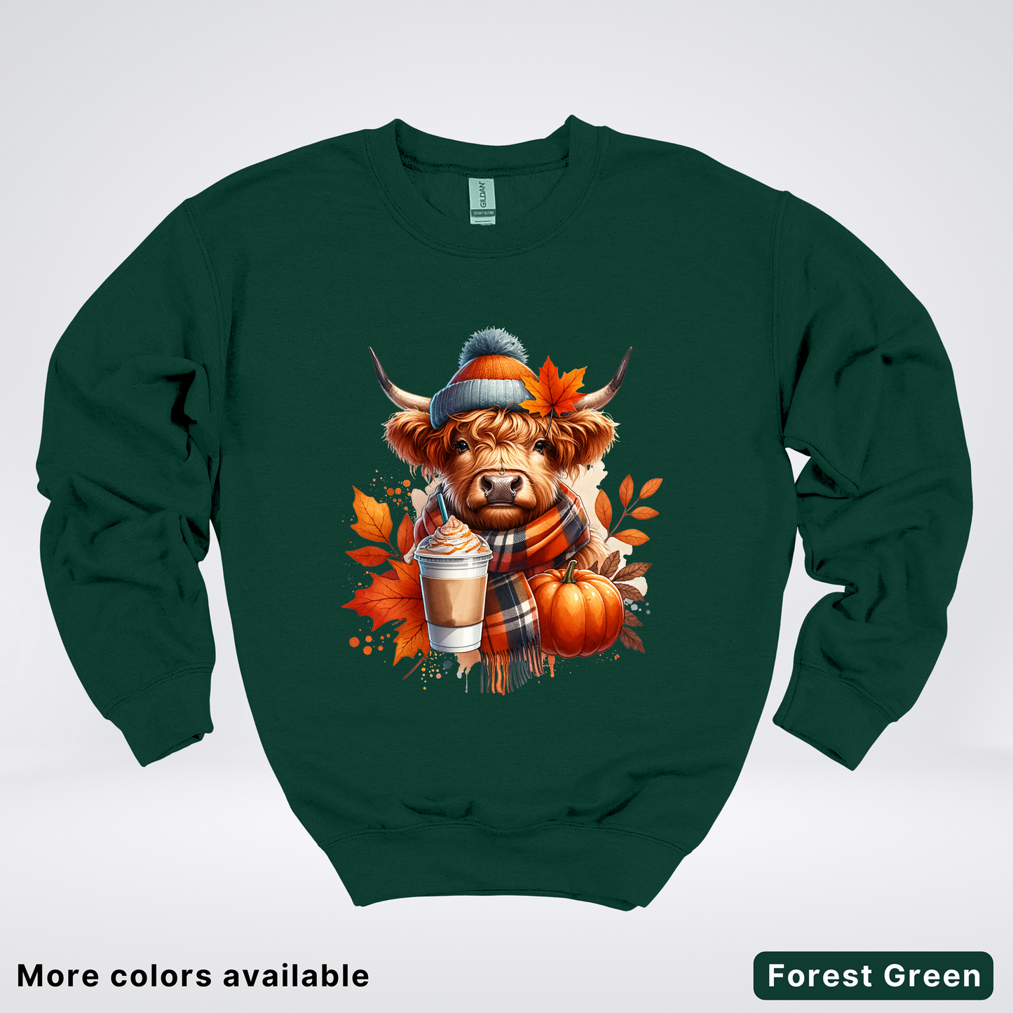 Fall Cow Cold Brew Coffee Pumpkin - Crewneck Sweatshirts