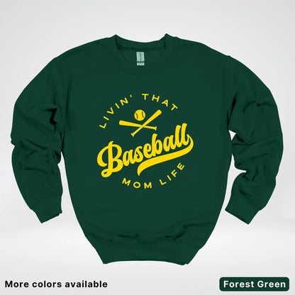 Livin' That Baseball Mom Life - Gold Design - Crewneck Sweatshirt
