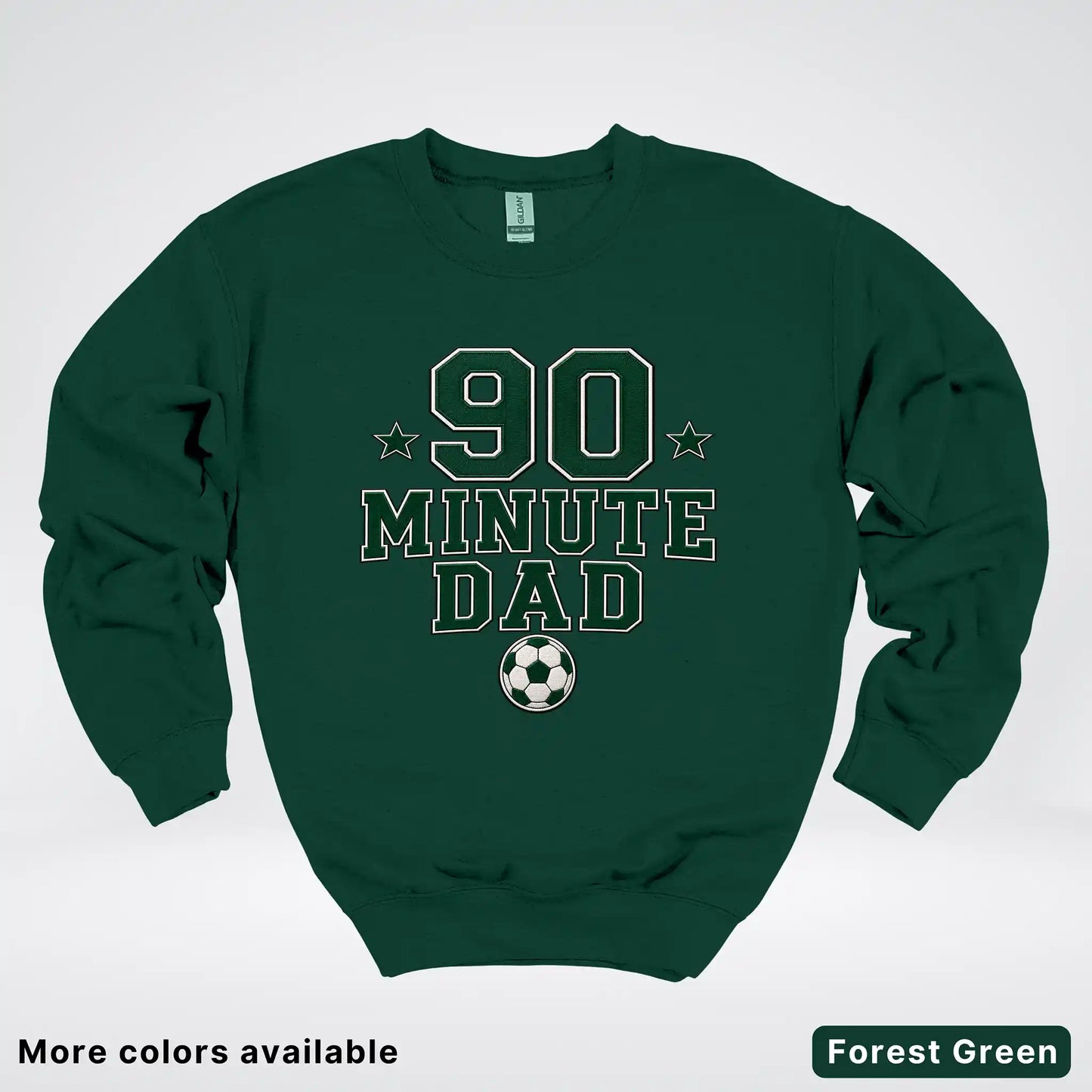 90 Minute Dad – Faux Embroidery Soccer Dad Crewneck Sweatshirt