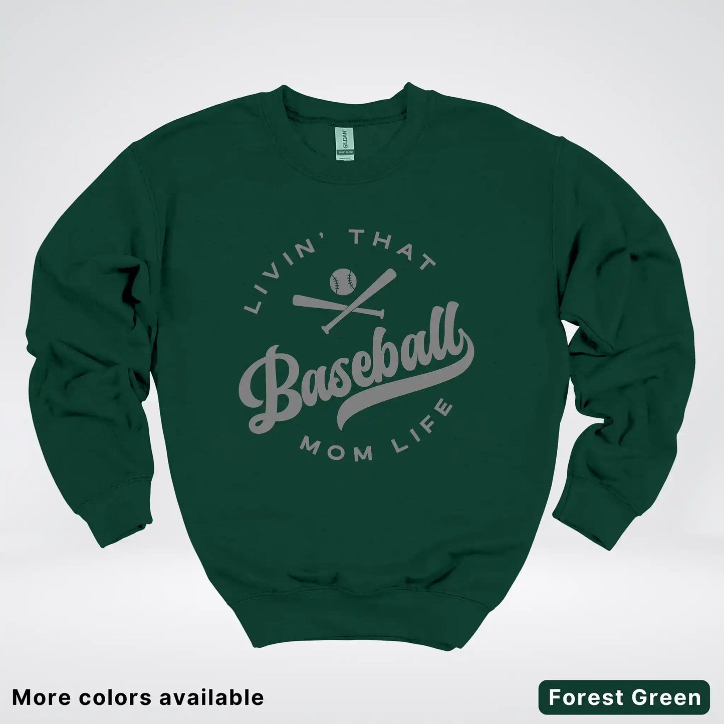 Livin' That Baseball Mom Life - Gray Design - Crewneck Sweatshirt