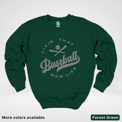 Livin' That Baseball Mom Life - Gray Design - Crewneck Sweatshirt