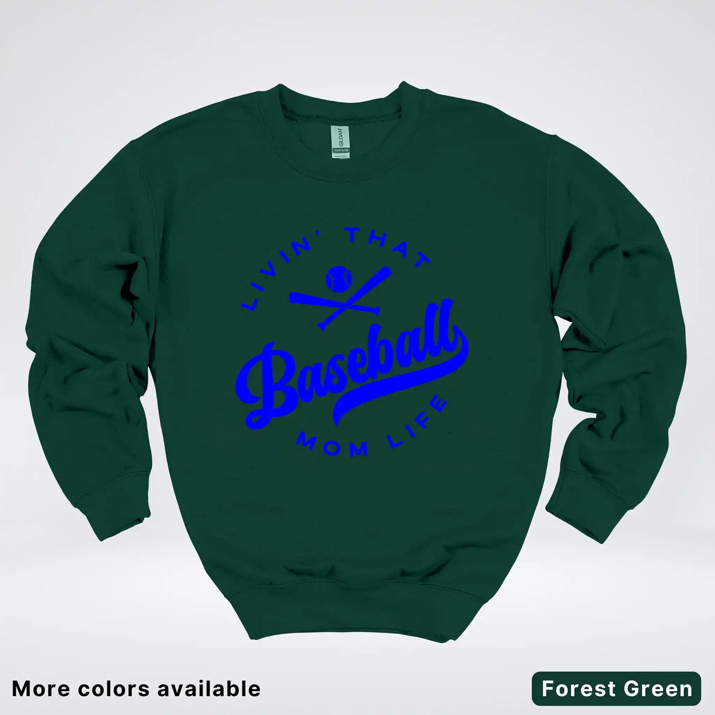 Livin' That Baseball Mom Life - Blue Design - Crewneck Sweatshirt