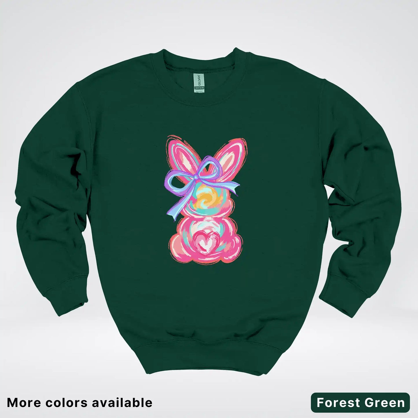 Coquette Easter Bunny – Pastel Bow Bunny Spring Graphic - Crewneck Sweatshirt