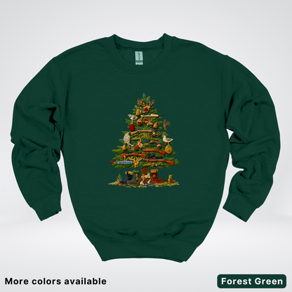 Woodland Critters Christmas Tree Hook Yard Faux - Crewneck Sweatshirt
