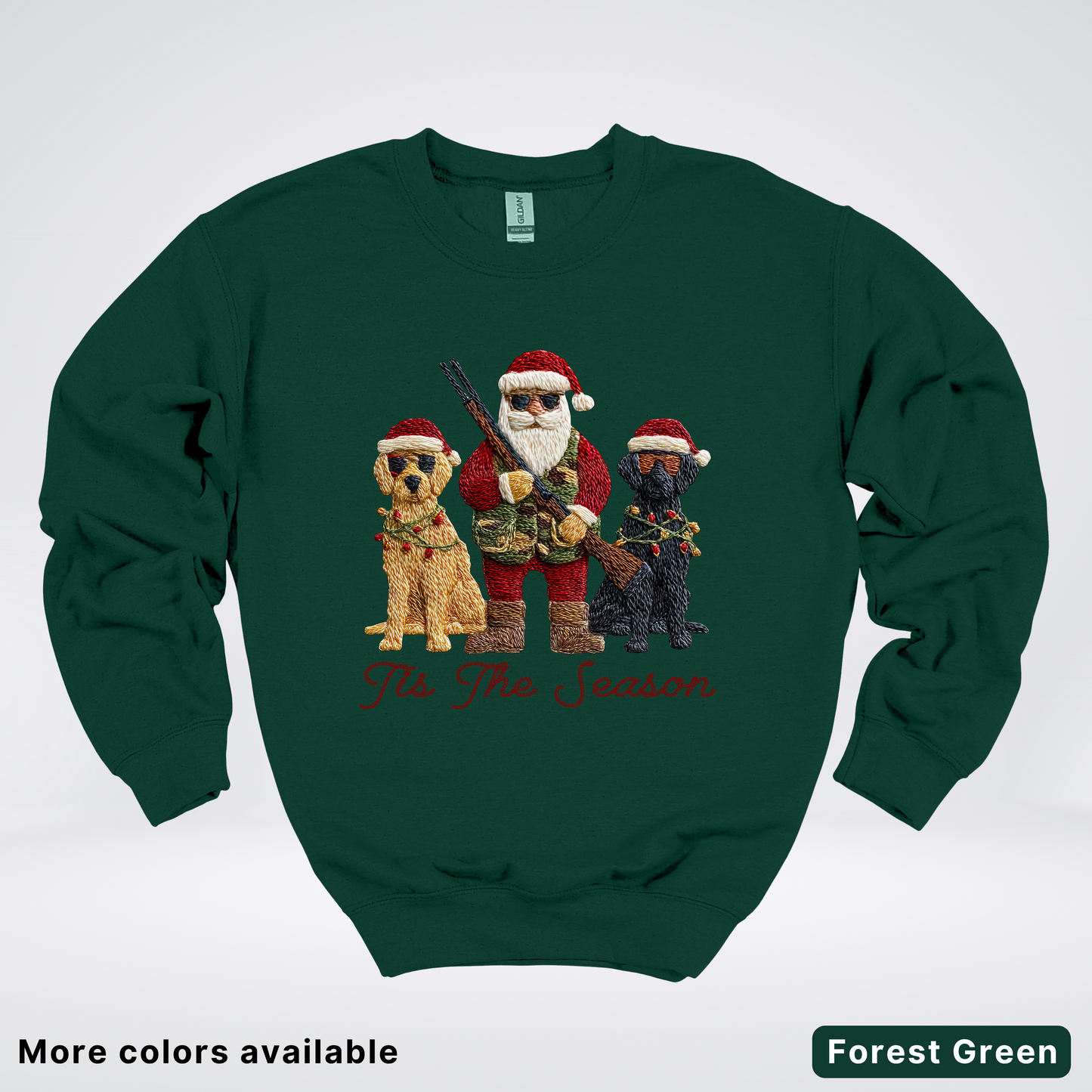 Tis The Season Hunting Santa Hook Yard Faux - Crewneck Sweatshirt