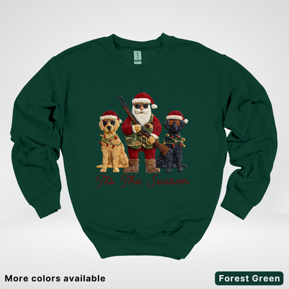 Tis The Season Hunting Santa Hook Yard Faux - Crewneck Sweatshirt