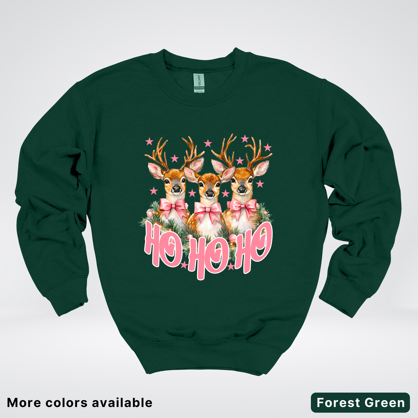 Ho Ho Ho Pink Deer Trio - Crewneck Sweatshirt