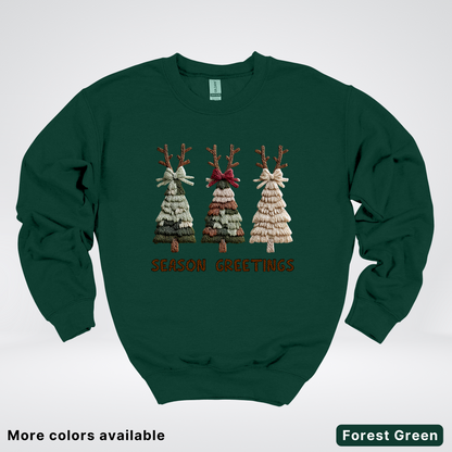 Rustic Christmas Tree Trio (Hook Yard Faux Look) - Crewneck Sweatshirt