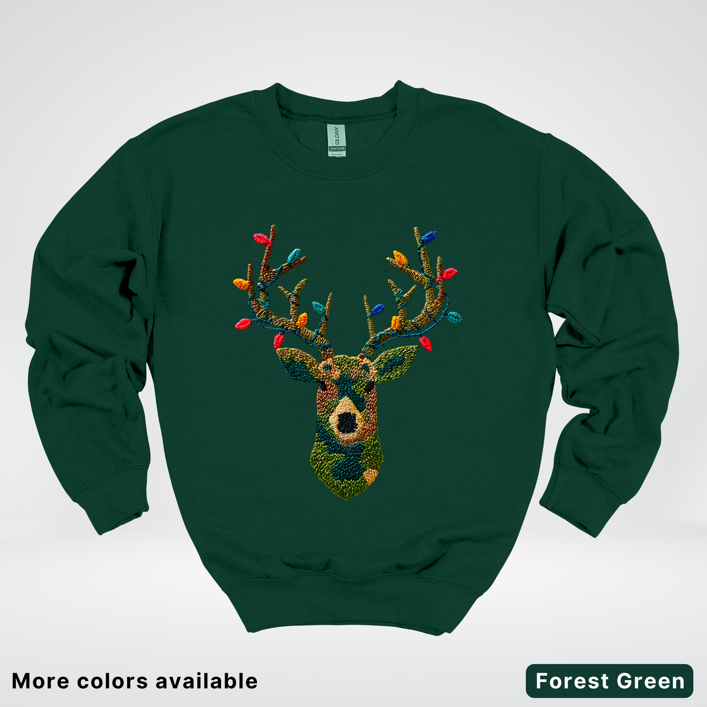 Rustic Reindeer Lights – Hook Yard Faux Texture - Crewneck Sweatshirt