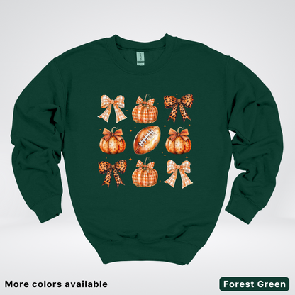 Football Coquette Ribbon Bow Plaid Pumpkin Fall - Sweatshirt