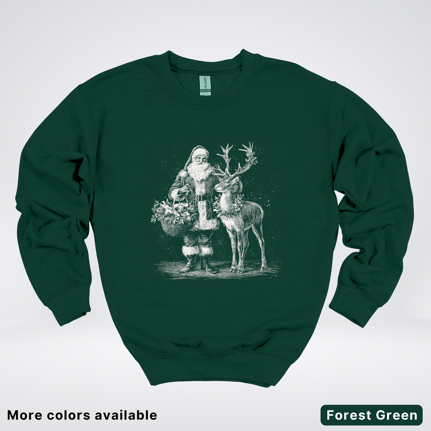 Vintage Santa and Reindeer - Crewneck Sweatshirt