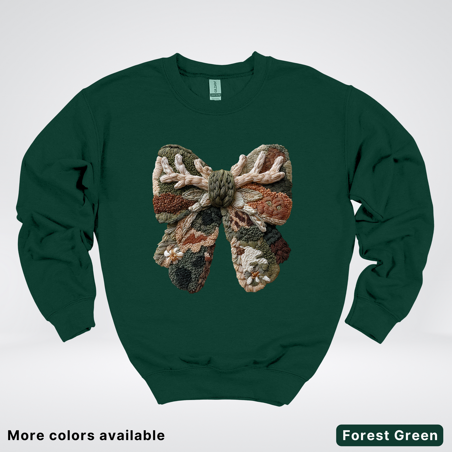 Woodland Winter Bow Hook Yard Faux - Crewneck Sweatshirt