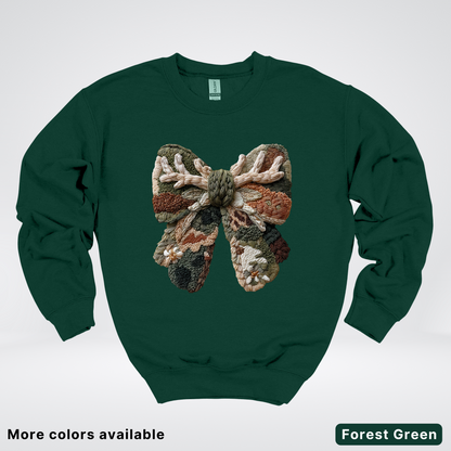 Woodland Winter Bow Hook Yard Faux - Crewneck Sweatshirt