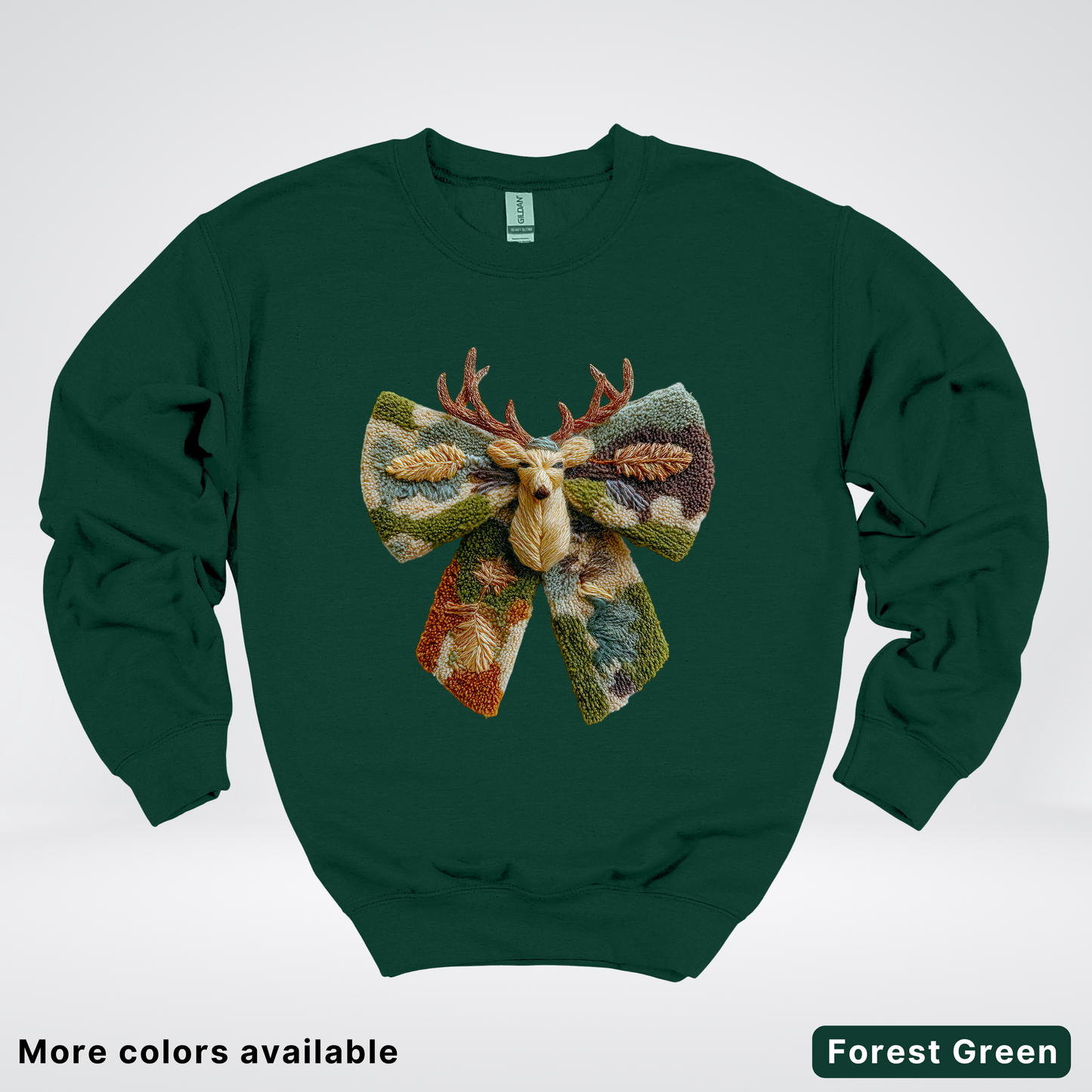 Neutral Woodland Bow Hook Yard Faux - Crewneck Sweatshirt