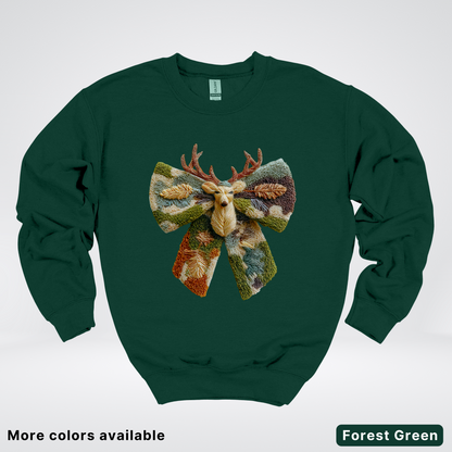 Neutral Woodland Bow Hook Yard Faux - Crewneck Sweatshirt