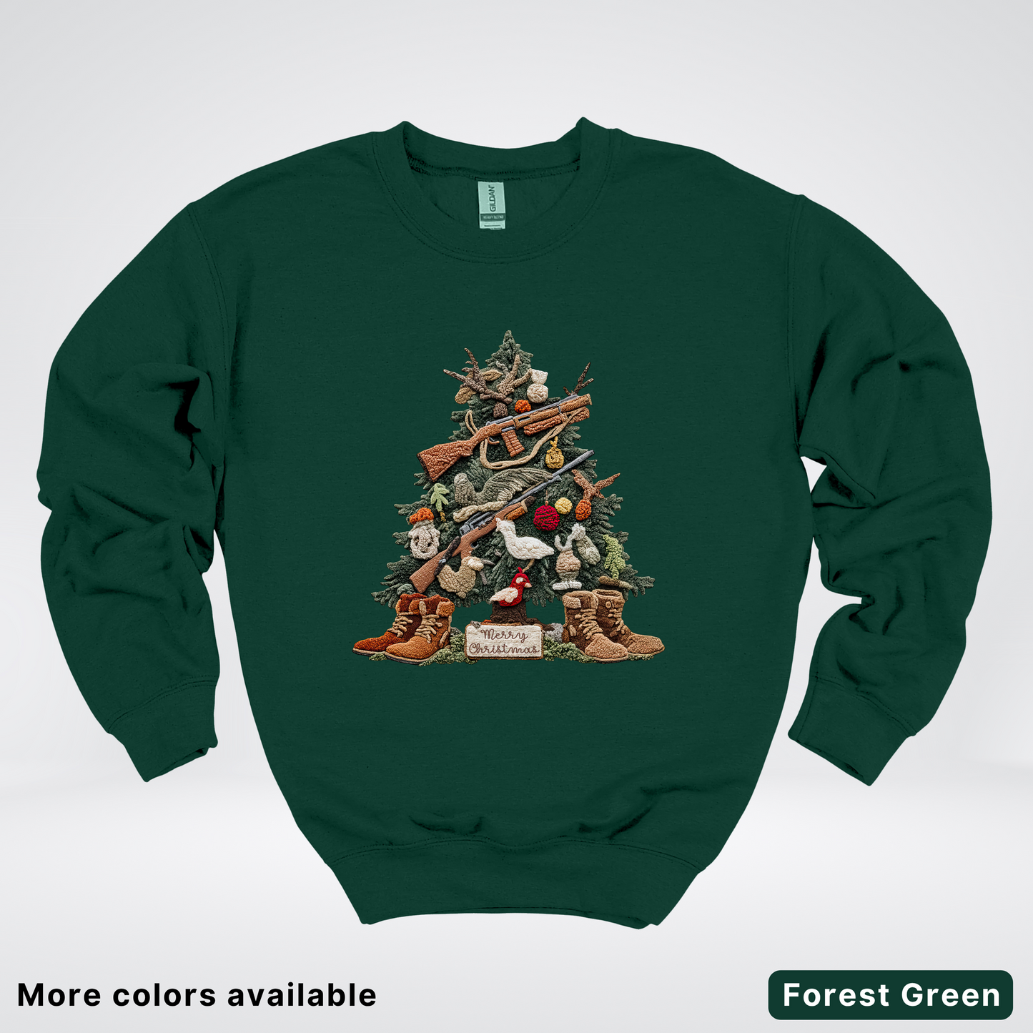 Rustic Holiday Tree & Boots (Hook Yard Faux) - Crewneck Sweatshirt