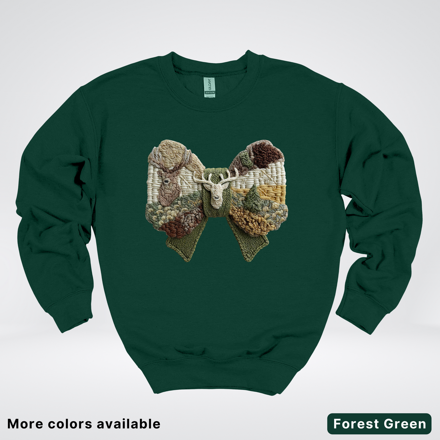 Rocking Horse Holiday Bow – Hook Yard Faux Look - Crewneck Sweatshirt