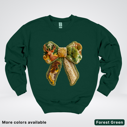 Forest Berry Bow Hook Yard Faux Look - Crewneck Sweatshirt