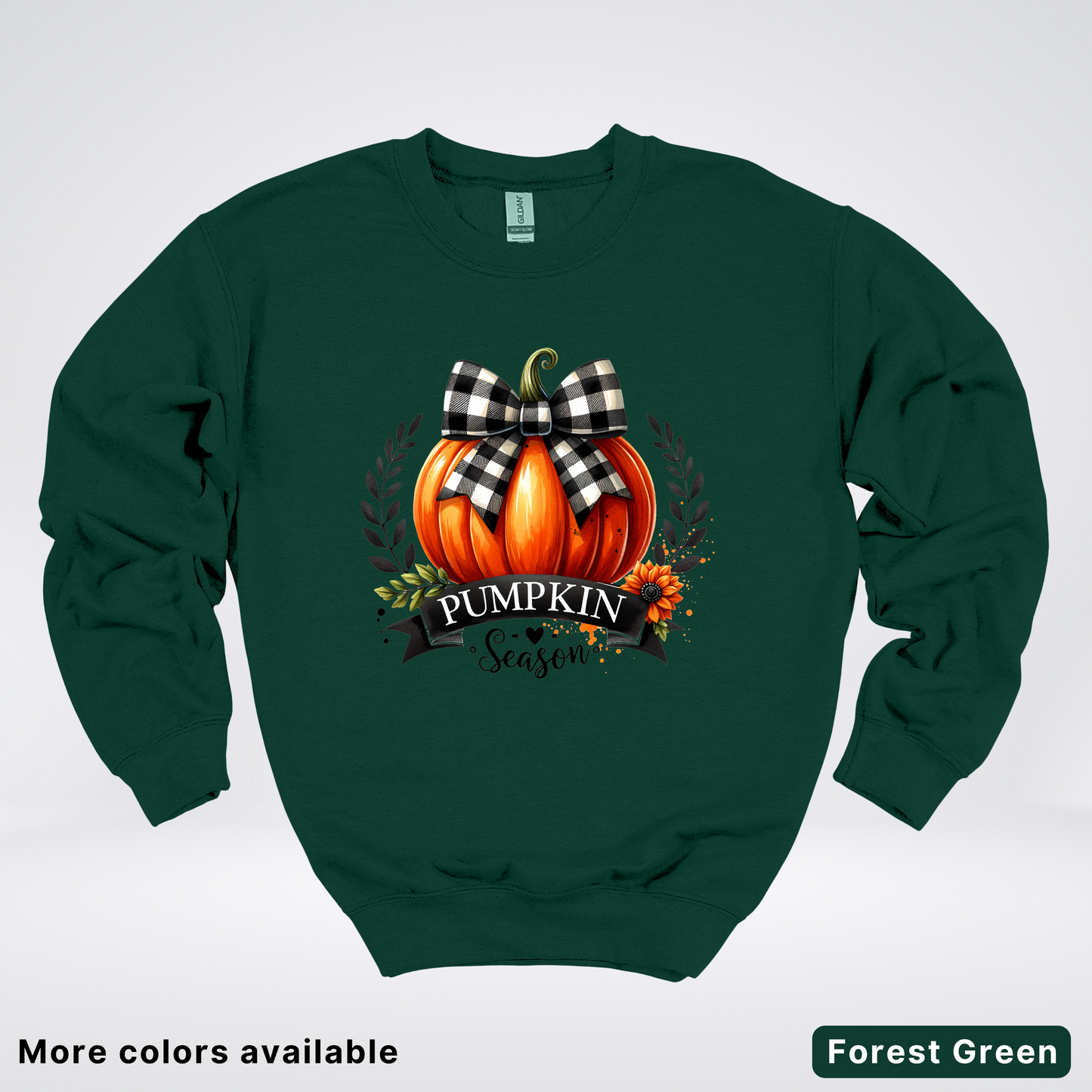 Pumpkin Season Black Plaid Bow - Sweatshirt