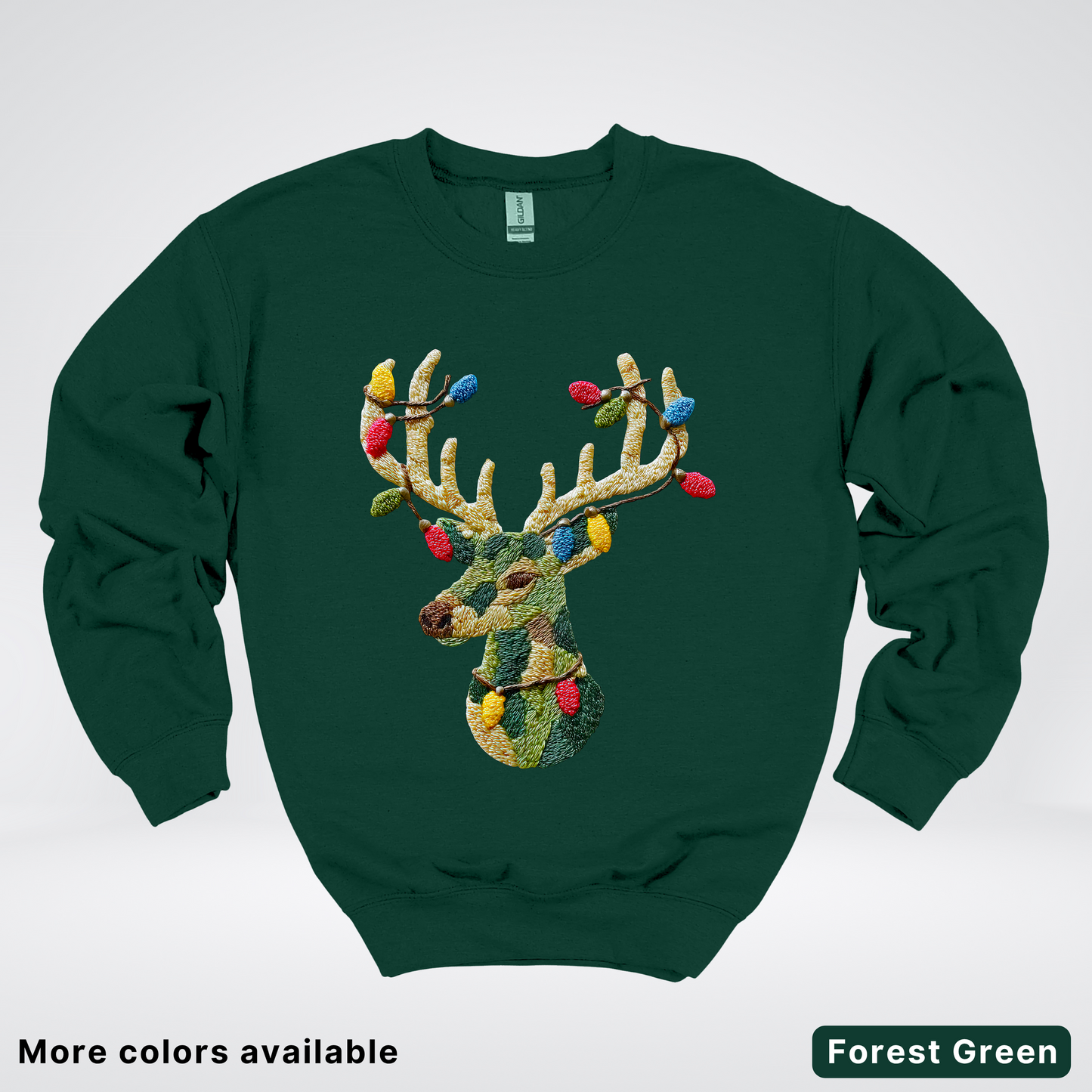 Festive Light-Up Reindeer Hook Yard Faux - Crewneck Sweatshirt
