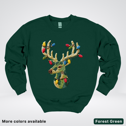 Festive Light-Up Reindeer Hook Yard Faux - Crewneck Sweatshirt