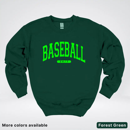 Baseball 24/7 – Green Design - Crewneck Sweatshirt