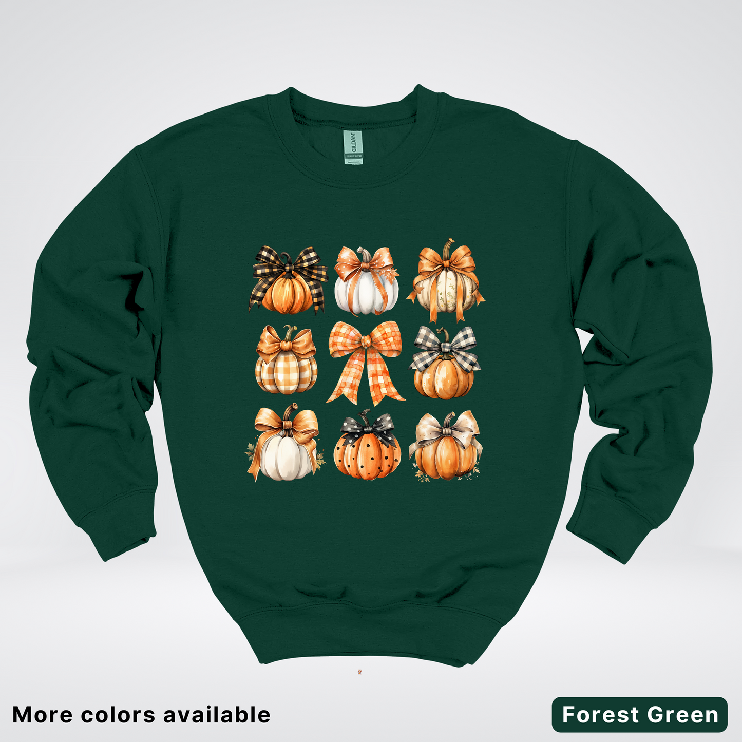 Flannel Bows & Pumpkin Coquette Fall Autumn - Crewneck Sweatshirt