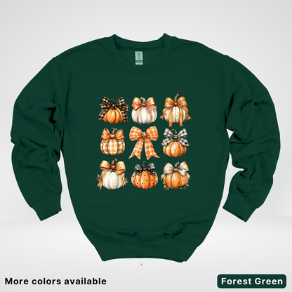 Flannel Bows & Pumpkin Coquette Fall Autumn - Crewneck Sweatshirt