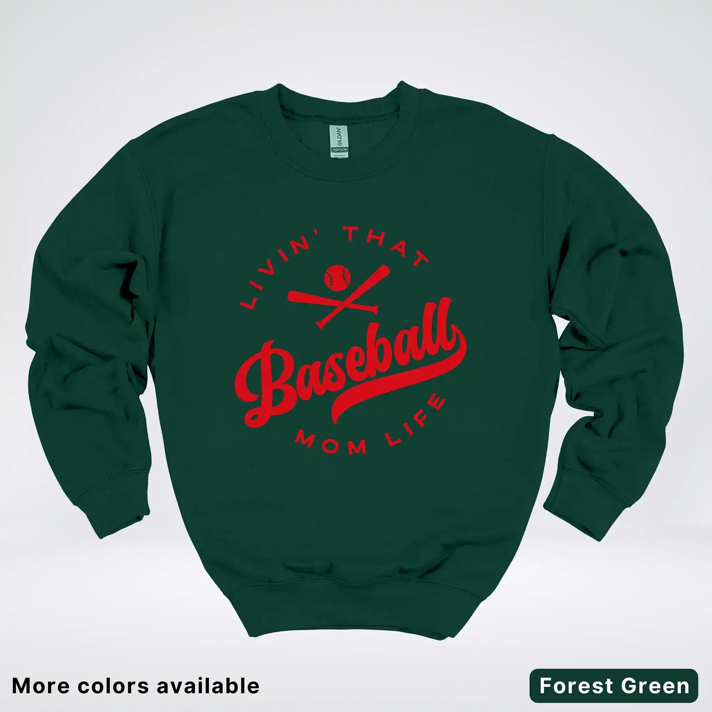 Livin' That Baseball Mom Life - Red Design - Crewneck Sweatshirt