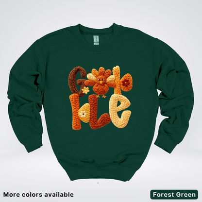 Gobble Crochet Turkey - Crewneck Sweatshirt