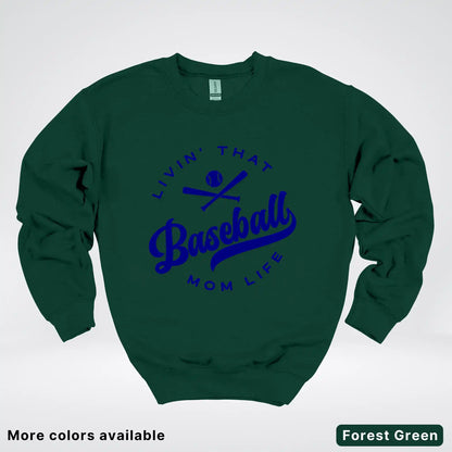 Livin' That Baseball Mom Life - Navy Design - Crewneck Sweatshirt